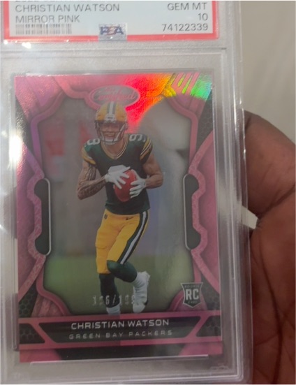 2022 Panini Certified #133 Christian Watson Mirror Pink — front