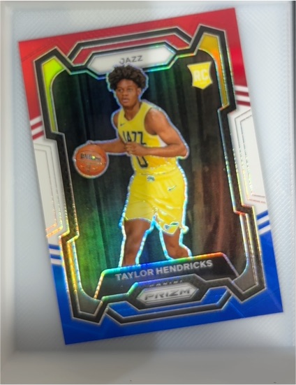 2023-24 Panini Prizm #161 Taylor Hendricks Red White and Blue Prizm Rookie — front