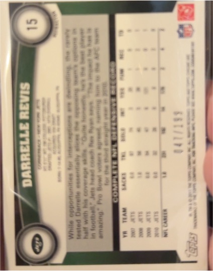 2011 Topps #15 Darrelle Revis — front