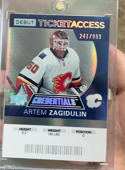 2020-21 Upper Deck Credentials Debut Ticket Access #69 Artem Zagidulin — front