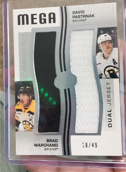 2023-24 Upper Deck Premier Mega Dual Jersey #PM2-DP/BM David Pastrnak / Brad Marchand — front