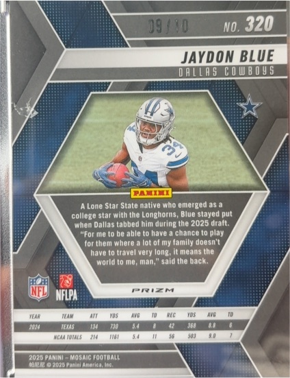 2025 Panini Mosaic #320 Jaydon Blue — front