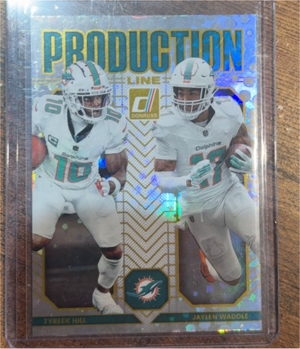 2025 Donruss #19 Production Line Tyreek Hill Jaylen Waddle Dual Miami Dolphins — front