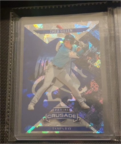 2025 Panini Crusade Blue Cracked Ice #41 Theo Gillen — front