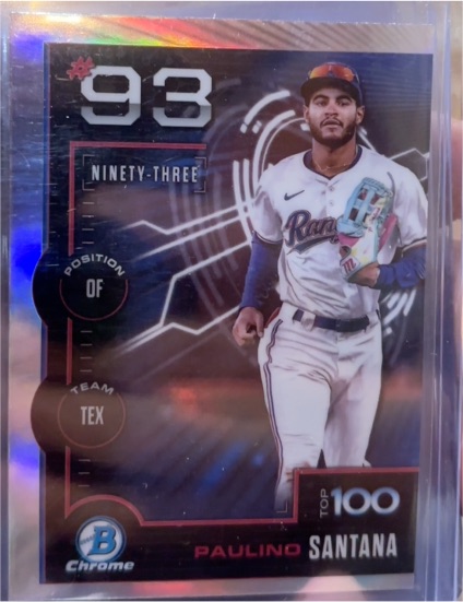 2025 Bowman Chrome Top 100 #BTP-93 Paulino Santana — front