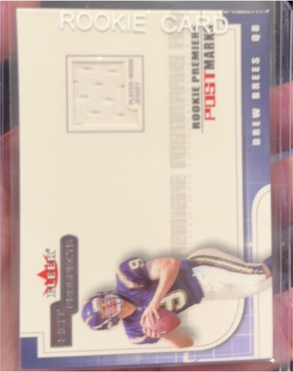 2001 Fleer Hot Prospects Rookie Premiere Postmarks Jerseys Drew Brees — front