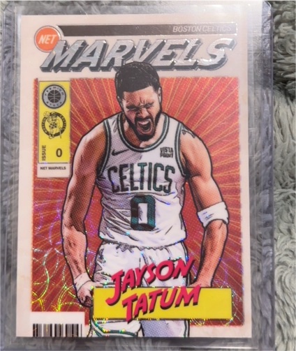2023-24 Panini NBA Hoops Premium Stock Retro Net Marvels #5 Jayson Tatum — front