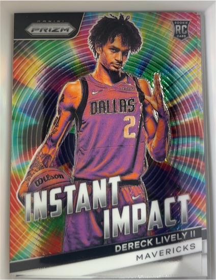 2023-24 Panini Prizm #14 Dereck Lively II Instant Impact Silver RC Dallas Mavericks — front