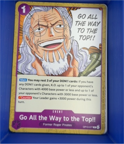 2025 One Piece Card Game OP13-077 Go All the Way to the Top!! Carrying On His Will — front