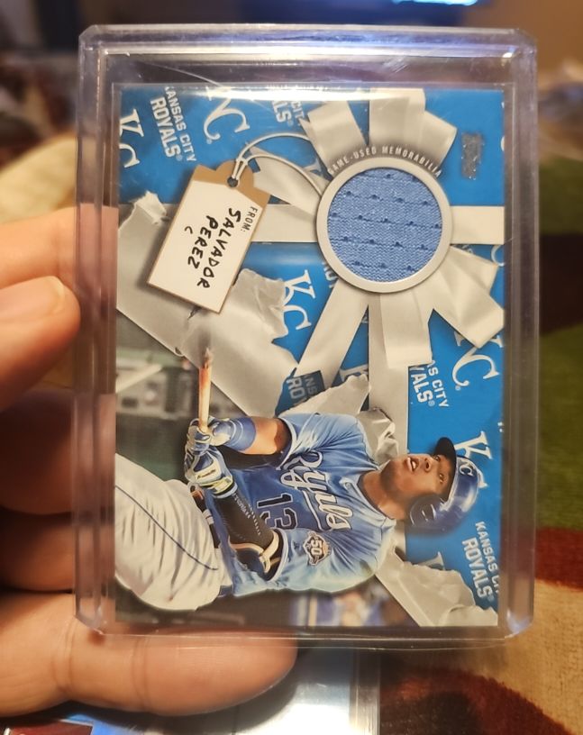 2019 Topps Holiday Walmart Mega Box Relics #WHR-SP Salvador Perez — front