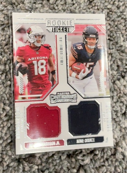 2024 Panini Contenders Rookie Ticket Dual Patch #DS-12 Marvin Harrison Jr. Rome Odunze — front