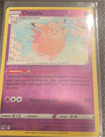 2022 Pokémon SWSH11: Lost Origin #63 Clefable — front