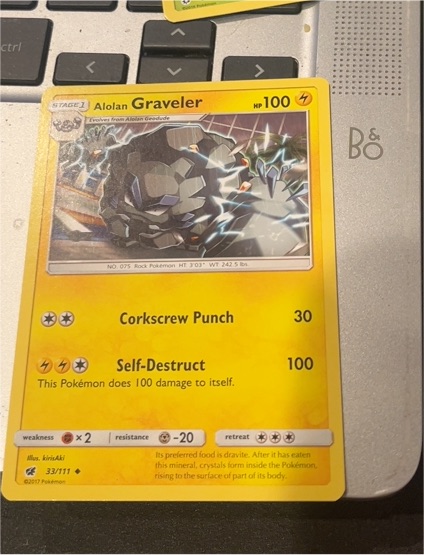 2017 Pokémon Sun & Moon Crimson Invasion #33 Alolan Graveler — front