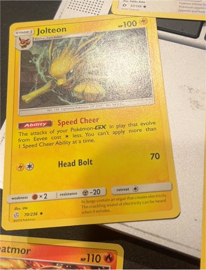 2019 Pokemon Sun & Moon Cosmic Eclipse #70 Jolteon — front