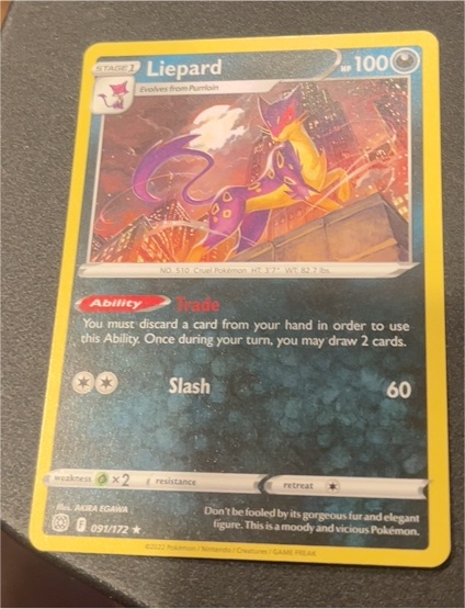 2022 Pokémon Sword & Shield Brilliant Stars #091 Liepard — front