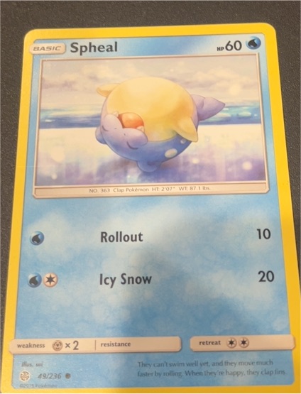 2019 Pokémon Sun & Moon Cosmic Eclipse #49 Spheal — front