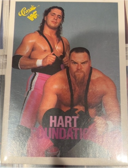 1990 Classic WWF #38 Hart Foundation Bret Hart Jim Neidhart — front