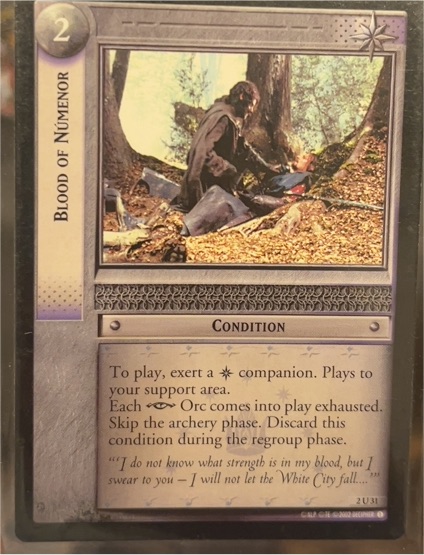 2002 Lord of the Rings CCG Mines of Moria #2U31 Blood of Numenor — front