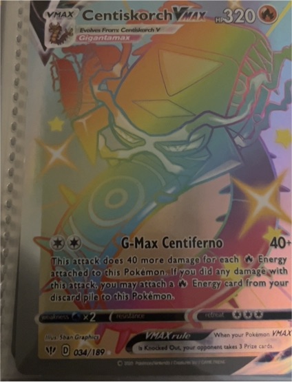 2021 Pokémon TCG Sword & Shield Darkness Ablaze #034 Centiskorch VMAX — front