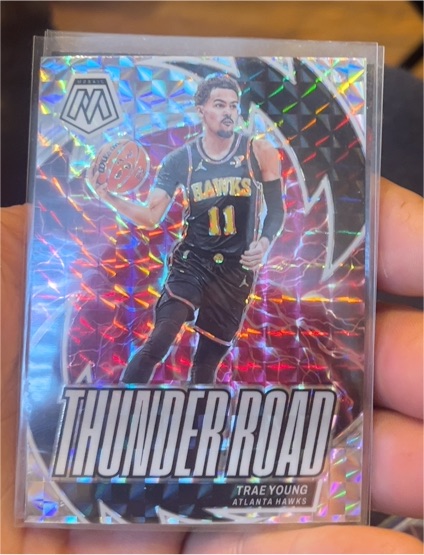 2023-24 Panini Mosaic Thunder Road #11 Trae Young — front