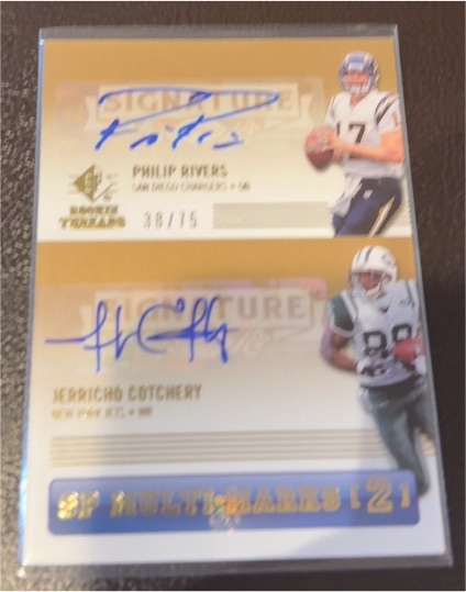 2007 SP Rookie Threads Multi-Marks 2 Philip Rivers Jerricho Cotchery — front