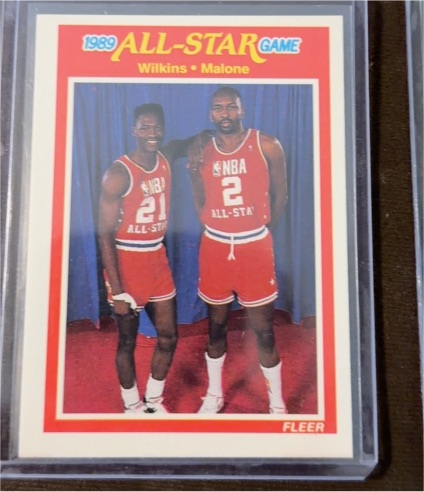 1989-90 Fleer #165 Dominique Wilkins / Moses Malone All-Star Game — front