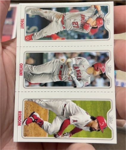 2022 Topps Opening Day #TPC-1A Mike Trout / Shohei Ohtani / Anthony Rendon — front