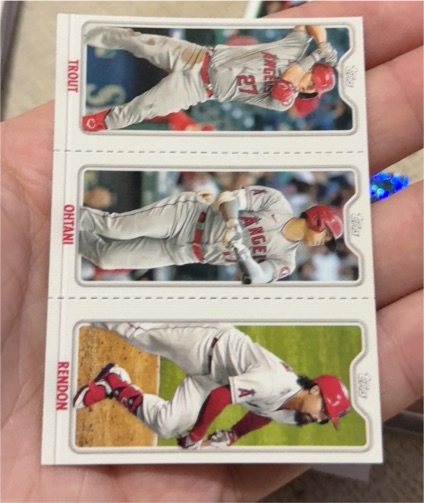 2022 Topps Opening Day #TPC-1A/1B/1C Mike Trout / Shohei Ohtani / Anthony Rendon Triple Play — front