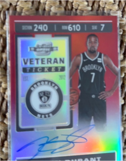 2019 Panini Contenders Optic #VTKDR Kevin Durant Veteran Ticket — front