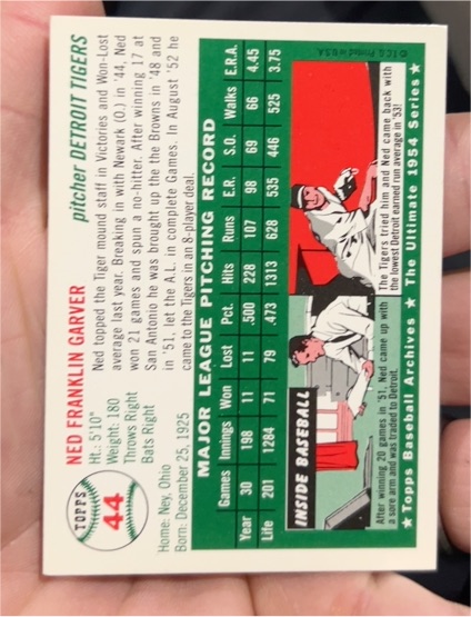 1954 Topps #44 Ned Garver — front