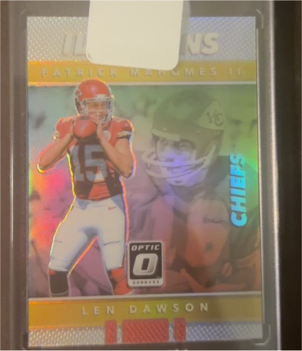 2017 Donruss Optic Illusions #20 Patrick Mahomes II / Len Dawson Rookie RC — front