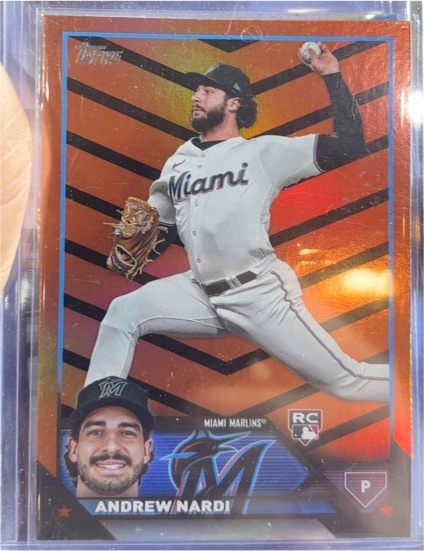 2023 Topps Update #US266 Andrew Nardi Orange and Black Foil Rookie Card — front