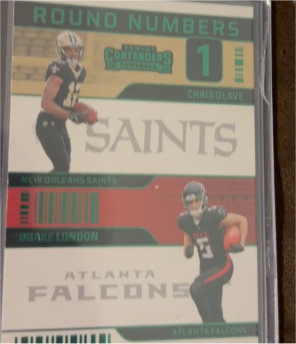 2022 Panini Contenders Round Numbers #RN-OL Chris Olave, Drake London — front