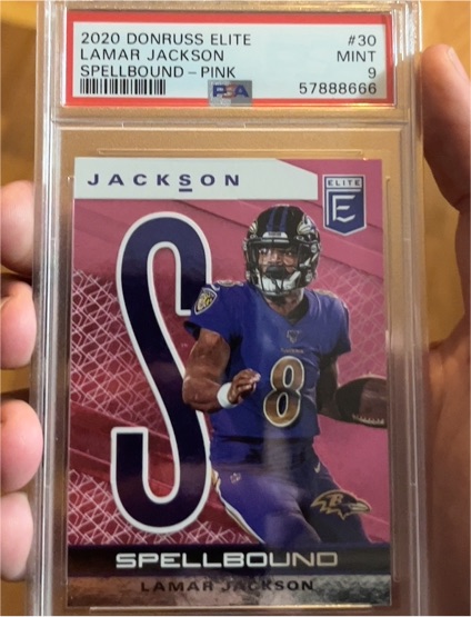 2020 Donruss Elite #30 Lamar Jackson Spellbound Pink — front