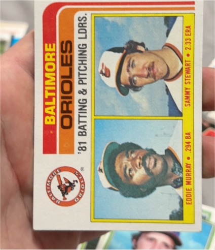1982 Topps #426 Orioles Leaders Eddie Murray / Sammy Stewart — front