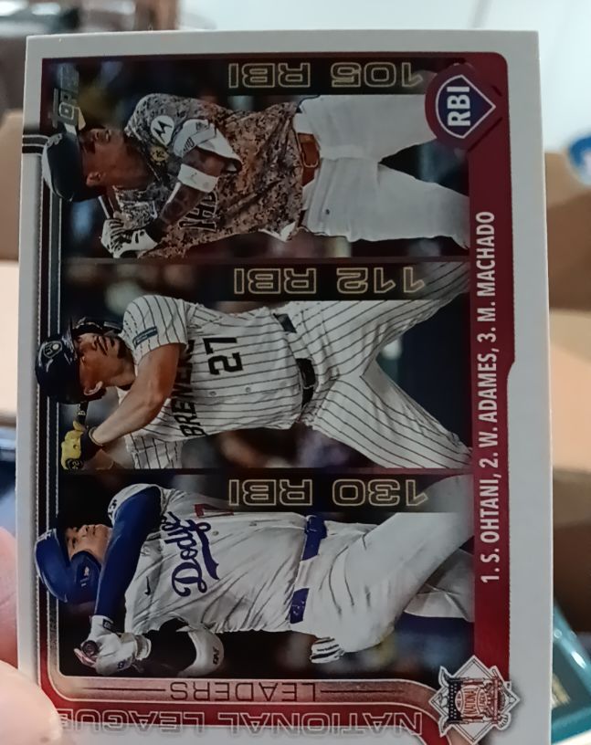 2025 Topps Series 1 #86 NL RBI Leaders Shohei Ohtani, Willy Adames, Manny Machado — front