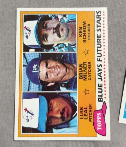 1981 Topps #577 Blue Jays Future Stars Luis Leal/Brian Milner/Ken Schrom — front