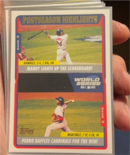 2005 Topps #733 Manny Lights Up The Scoreboard Pedro Baffles Cardinals — front