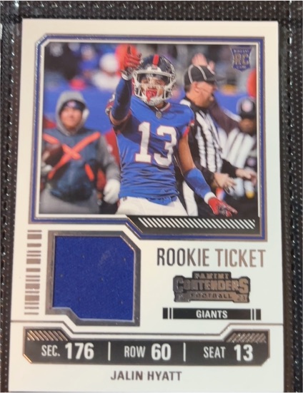 2023 Panini Contenders #TS15 Jalin Hyatt Rookie Ticket Swatches — front