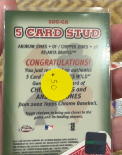 2002 Topps Chrome 5 Card Stud #5DC-CA Chipper Jones / Andruw Jones — front