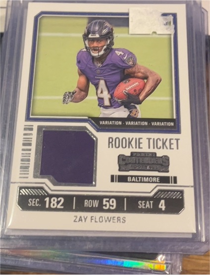 2023 Panini Contenders #TS39V Zay Flowers Rookie Ticket Variation — front