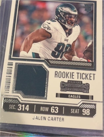 2023 Panini Contenders Rookie Ticket Swatches #TS14 Jalen Carter — front
