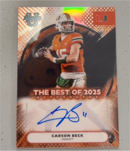 2025 Bowman Best University #BOA-CBE Carson Beck — front
