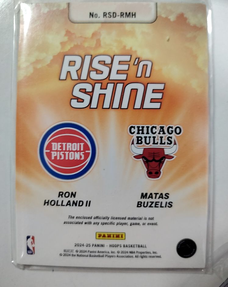 2024-25 Panini Hoops Rise 'n Shine #RSD-RMH Ron Holland II & Matas Buzelis — front