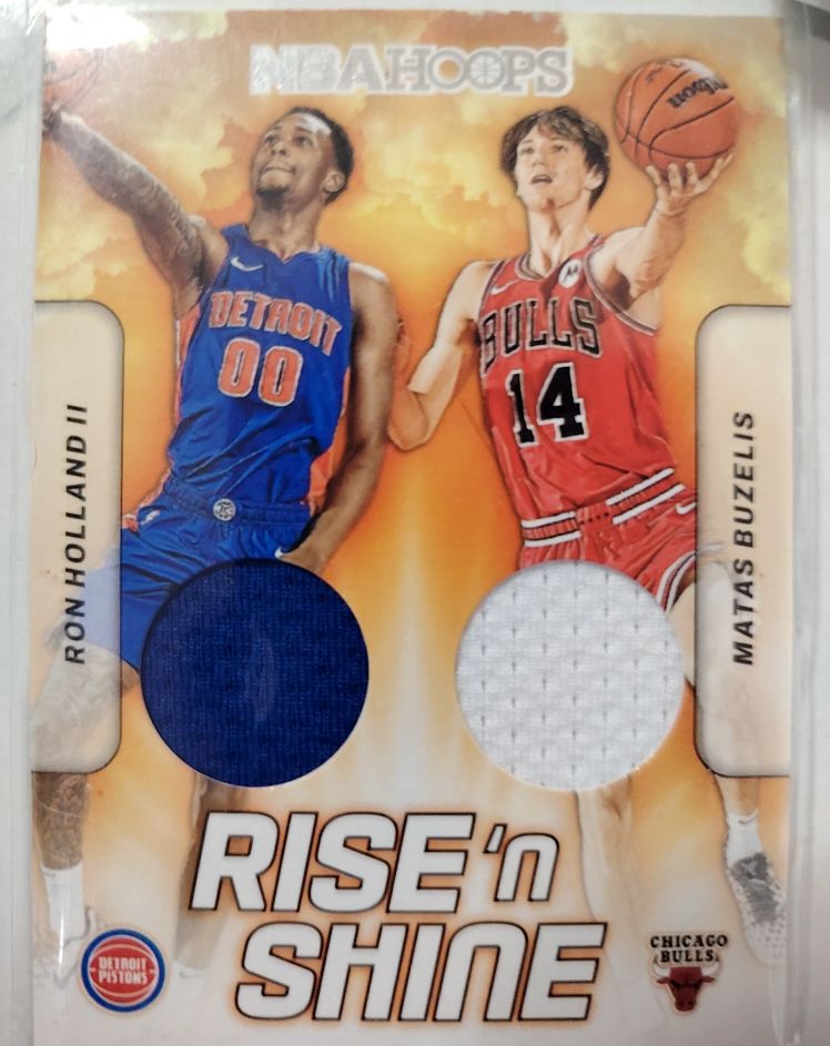 2024-25 Panini NBA Hoops #RSD-RMH Ron Holland II / Matas Buzelis Rise 'n Shine Dual Patch — front
