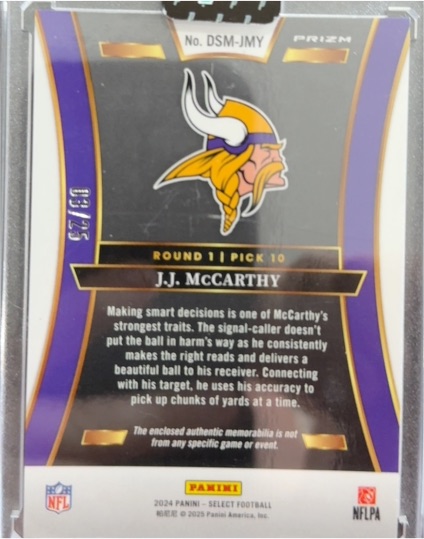2024 Panini Select #DSM-JMY J.J. McCarthy — front