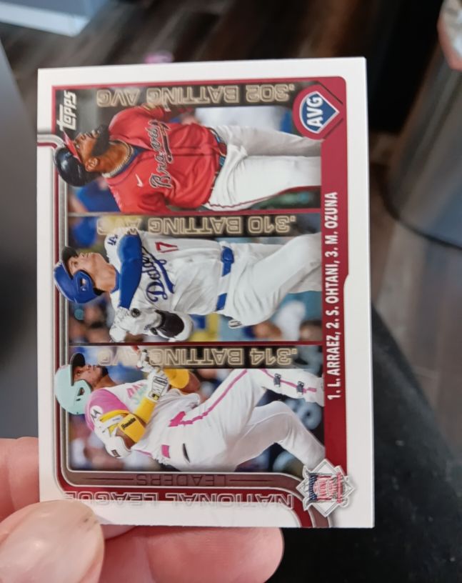 2025 Topps #347 NL Batting Avg Leaders Luis Arraez / Shohei Ohtani / Marcell Ozuna — front