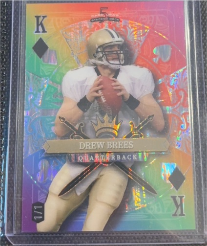 2024 Wild Card 5 Card Draw Stacked Deck #1/1 Drew Brees King of Diamonds — front