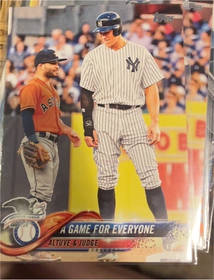 2018 Topps Update #US79 A Game For Everyone Aaron Judge & Jose Altuve — front