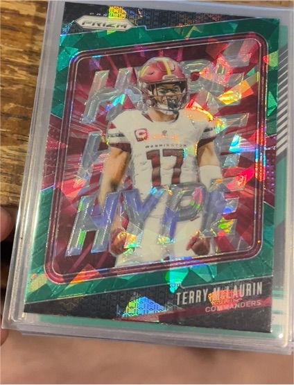 2024 Panini Prizm #12 Terry McLaurin Hype Green Cracked Ice — front